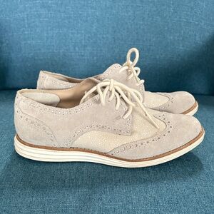 Cole Haan Women’s Grey/Silver Suede Oxford Shoes
